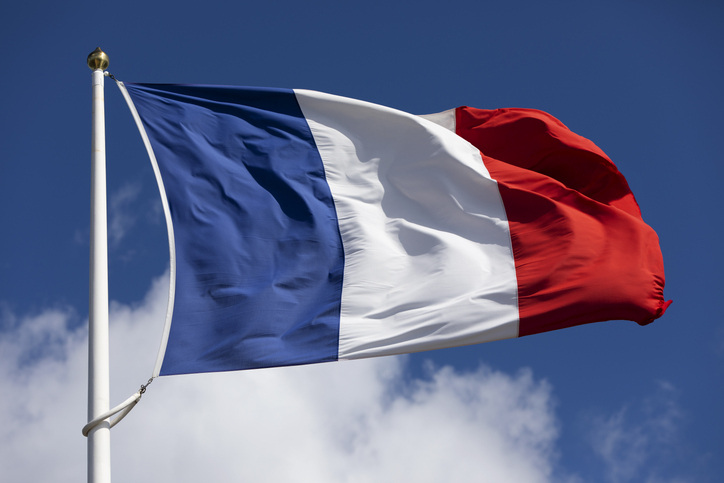 French flag waving in the wind