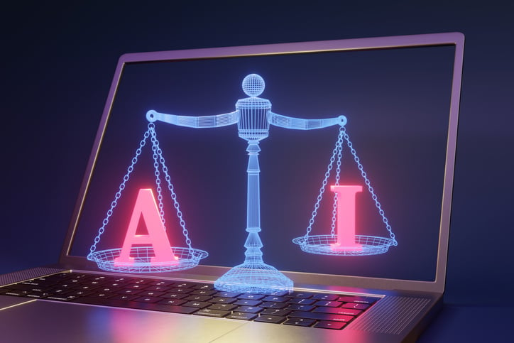 Ilustration of the concept of legislation and regulations of artificial intelligence act and laws