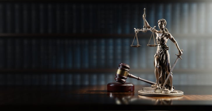 Legal Concept Themis is the goddess of justice and the judges gavel hammer